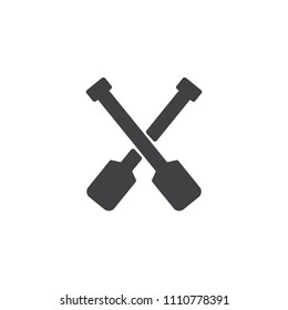 Crossed canoe paddles vector icon. filled flat sign for mobile concept and web design. Two Boat Oars simple solid icon. Symbol, logo illustration. Pixel perfect vector graphics