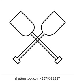 Crossed canoe paddles vector icon, Crossed boat paddles vector icon set. Water oars icon. oars glyph icon