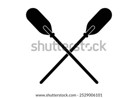 Crossed canoe paddles vector icon, silhouette. Kayak paddle, Canoe boat paddles sign, symbol. Dragon Boat festival paddles sign vector. Vector illustration.