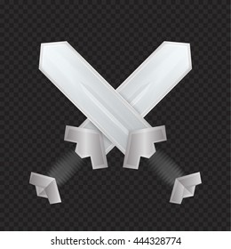 crossed cartoon swords, elements for game, vector illustration