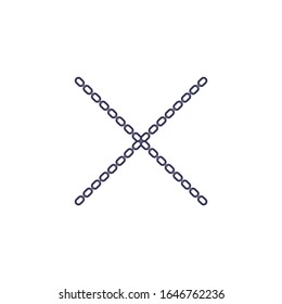 Crossed chains. Chain of round links. Vector illustration