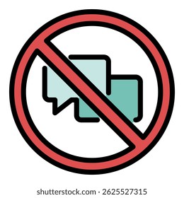 Crossed chat bubbles icon. Outline crossed chat bubbles vector icon color flat isolated