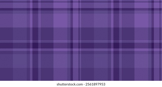 Crossed check fabric vector, duvet cover seamless pattern plaid. Birthday textile tartan texture background in violet and indigo colors palette.