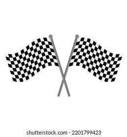 Crossed Checkered Flag Flat Vector Illustration Cartoon Style Logo Icon Clipart