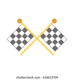 Crossed checkered flags logo waving in the wind conceptual of motor sport. 