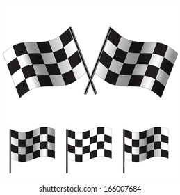 crossed Checkered Flags (racing flags). Vector illustration.