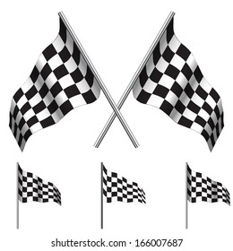 crossed Checkered Flags (racing flags). Vector illustration.