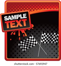 crossed checkered flags red and black halftone banner