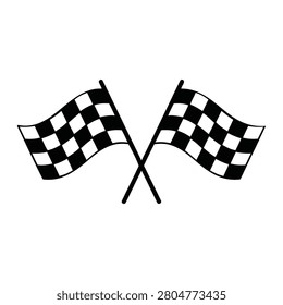 Crossed Checkered Racing Flags Silhouette Icon