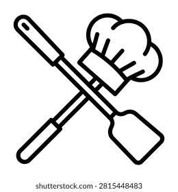 Crossed chef hat and spatula icon with culinary restaurant graphics isolated cookware culinaryarts kitchenware hospitality chefgear catering