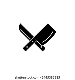 Cuchillo cruzado del chef. Icono de Vector plano de Herramientas de Carnicero. Símbolo sólido simple aislado sobre fondo blanco
