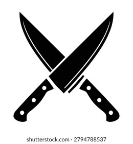 Crossed chef knives kitchen icon with culinary restaurant preparation