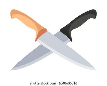 Crossed chef knives. Vector illustration