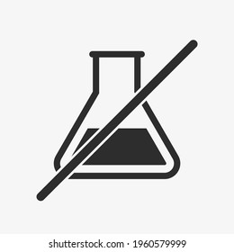 Crossed chemical flask vector icon isolated on white background. Test tube ban pictogram. Chemicals not allowed.