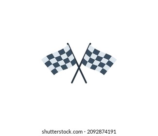Crossed Chequered Flag vector isolated icon. Emoji illustration. Crossed race flag vector emoticon