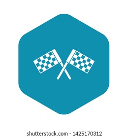 Crossed chequered flags icon in simple style on a white background vector illustration