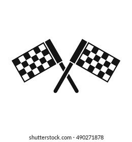 Crossed chequered flags icon in simple style on a white background vector illustration