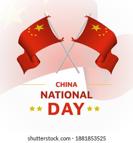 Crossed China flags poles. template for independence day, National day poster design. vector illustration EPS 10