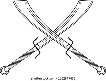 Crossed Chinese Swords in Vector