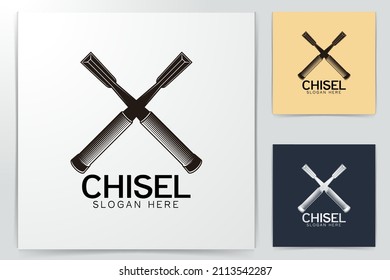 crossed chisel. cutter. craftman logo Ideas. Inspiration logo design. Template Vector Illustration. Isolated On White Background