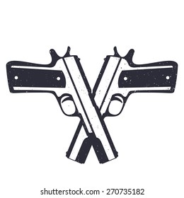 Crossed Classic Pistols Grunge Texture Vector Stock Vector (Royalty ...