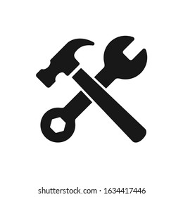 Crossed claw hammer and wrench / spanner icon