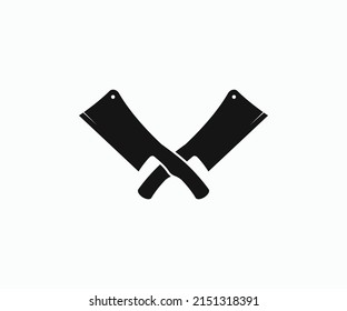 Crossed cleavers Vector Template. Knife and Cleaver Cross Sign Icon Vector.