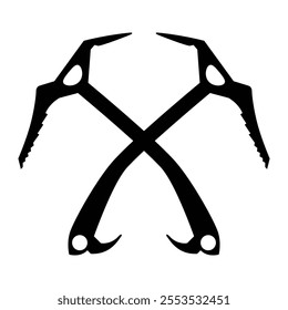 Crossed Climbing Ice Axes Icon for Adventure and Mountaineering