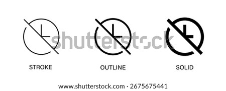 Crossed clock icon for ui design, time end, deadline. Vector icon with line and solid style.