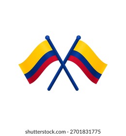 Bandeiras cruzadas da colômbia, ilustração isolada do vetor	