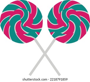 Crossed Colorful lollipops (Editable file) - Vector Illustration