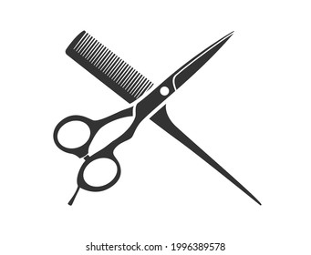 Crossed comb and scissors icon for hair care salon (part 2)