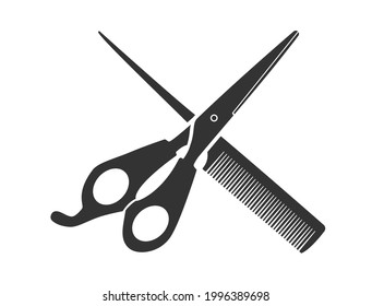 Crossed comb and scissors icon for hair care salon (part 3)