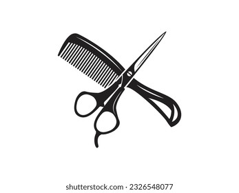 Crossed Comb And Scissors vintage barbershop vector silhouette hispter