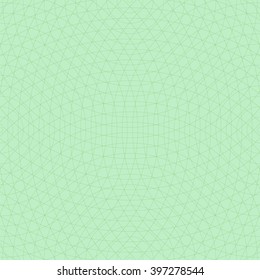 Crossed concentric circles. Seamless vector background. Calm abstract geometric pattern. Thin lines circles increase from the edges toward the center. Green background for a modern design.