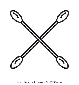 Crossed cotton buds linear icon. Thin line illustration. Earsticks. Contour symbol. Vector isolated outline drawing