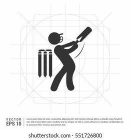 Crossed cricket bats with ball

