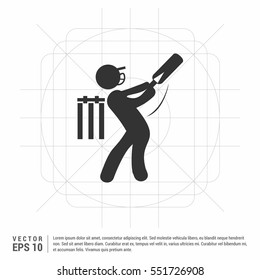 Crossed cricket bats with ball

