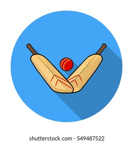 Crossed cricket bats with ball icon in flat style isolated on white background. Australia symbol stock vector illustration.