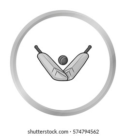 Crossed cricket bats with ball icon in monochrome style isolated on white background. Australia symbol stock vector illustration.