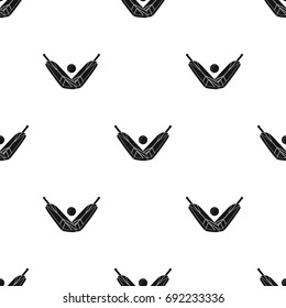 Crossed cricket bats with ball icon in black style isolated on white background. Australia symbol stock vector illustration.