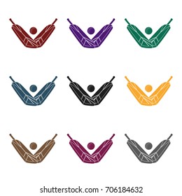 Crossed cricket bats with ball icon in black style isolated on white background. Australia symbol stock vector illustration.