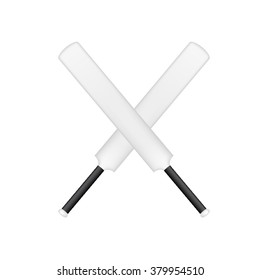 Crossed cricket bats in black and white design