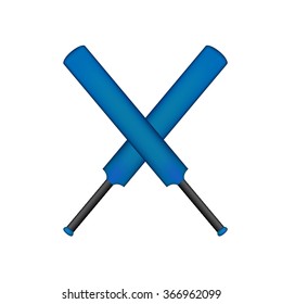 Crossed cricket bats in blue design 