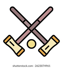 Crossed croquet icon. Outline crossed croquet vector icon color flat isolated