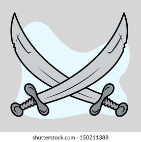 Crossed Dagger - Vector Cartoon Illustration