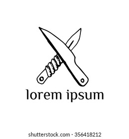 Crossed daggers (knives) vector logo (sign, symbol, illustration, drawing)