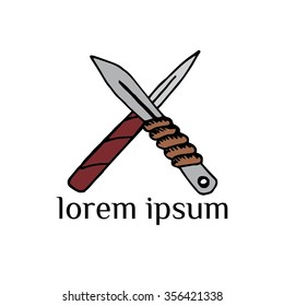 Crossed daggers vector logo (sign, symbol, illustration)