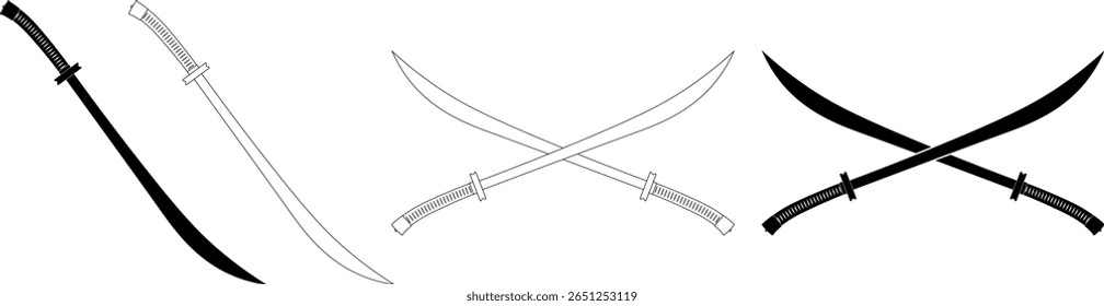 Conjunto de iconos de espada cruzada Dao