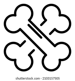 Crossed dog bones icon. Outline crossed dog bones vector icon for web design isolated on white background
